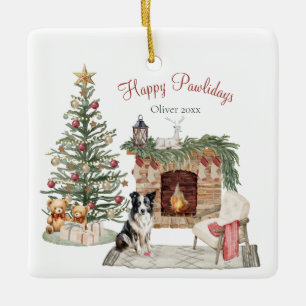 Happy Pawlidays Dog Design- Collie Ceramic Ornament