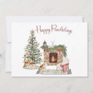 Happy Pawlidays Dog Design- Corgi Holiday Card