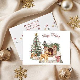 Happy Pawlidays Dog Design- Golden Retriever Holiday Card