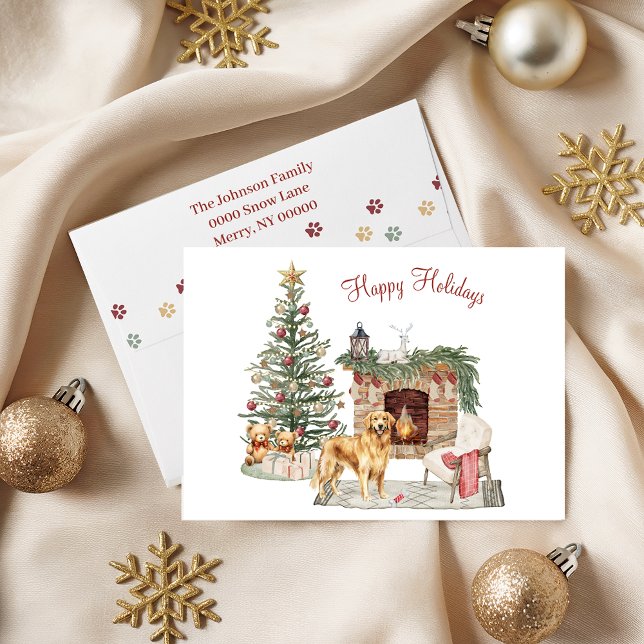 Happy Pawlidays Dog Design- Golden Retriever Holiday Card (Creator Uploaded)