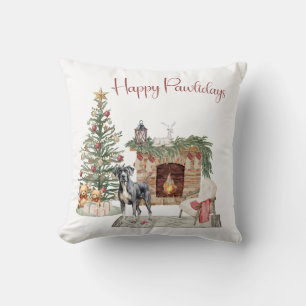 Happy Pawlidays Dog Design- Great Dane Cushion