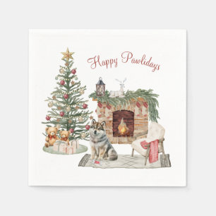 Happy Pawlidays Dog Design- Husky Napkin
