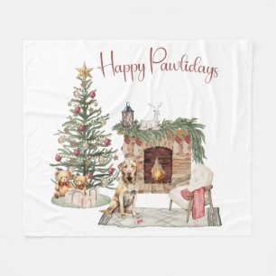 Happy Pawlidays Dog Design- Labrador Retriever Fleece Blanket