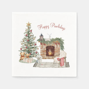 Happy Pawlidays Dog Design- Maltese Napkin