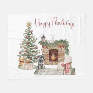 Happy Pawlidays Dog Design- Miniature Schnauzer Fleece Blanket