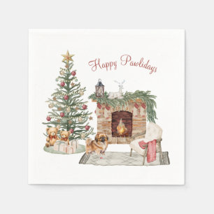 Happy Pawlidays Dog Design- Pekingese Napkin