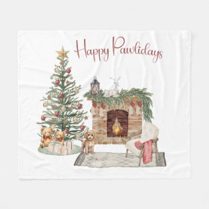 Happy Pawlidays Dog Design- Poodle Fleece Blanket