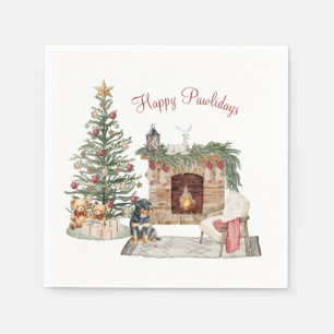 Happy Pawlidays Dog Design- Rottweiler Napkin