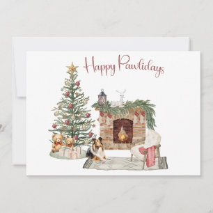 Happy Pawlidays Dog Design- Sheltie Holiday Card