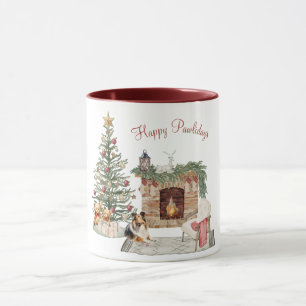 Happy Pawlidays Dog Design- Sheltie Mug