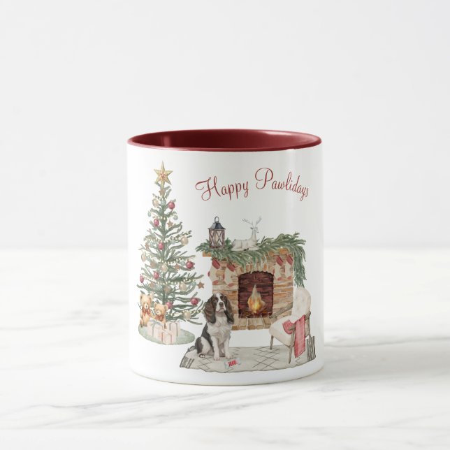Happy Pawlidays Dog Design- Springer Spaniel Mug (Center)