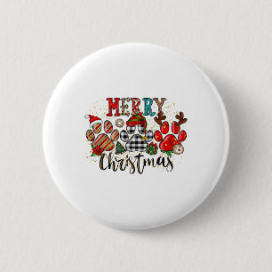 Happy Pawlidays Dog Paws Buffalo Plaid Leopard Chr 6 Cm Round Badge