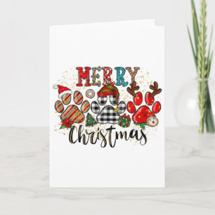 Happy Pawlidays Dog Paws Buffalo Plaid Leopard Chr Card