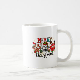 Happy Pawlidays Dog Paws Buffalo Plaid Leopard Chr Coffee Mug