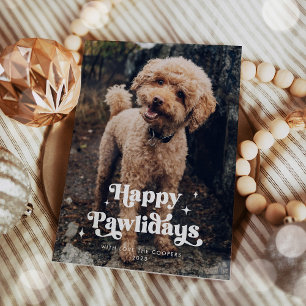 Happy Pawlidays Dog Photo Funny Christmas Holiday Card