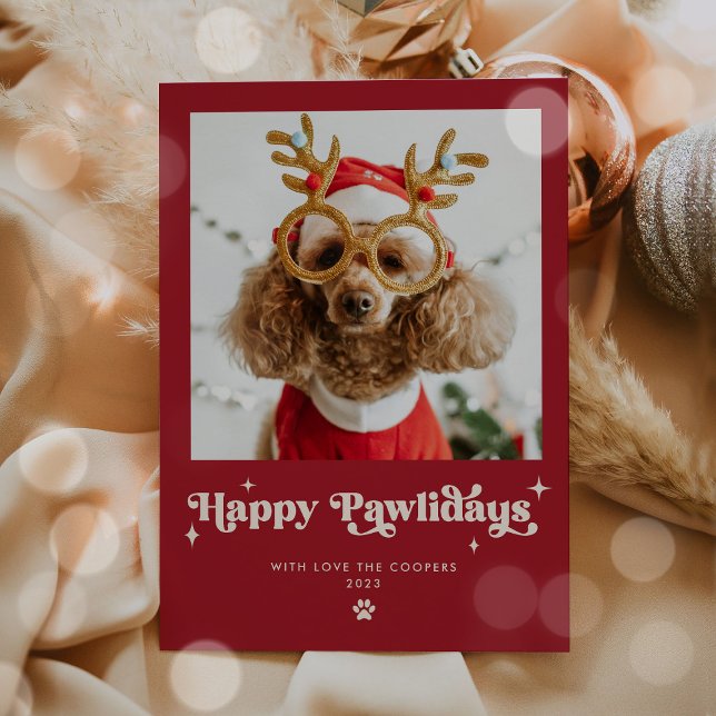 Happy Pawlidays Dog Photo Funny Christmas Holiday Card (Creator Uploaded)