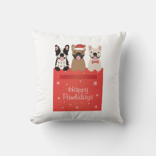 Happy Pawlidays French Bulldogs Cushion