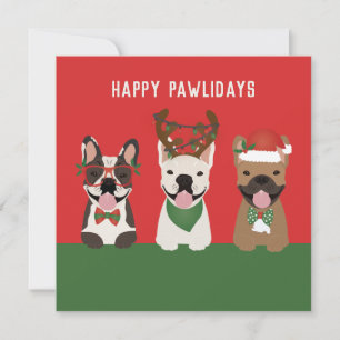 Happy Pawlidays French Bulldogs Holiday Card