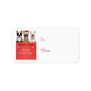 Happy Pawlidays French Bulldogs Label