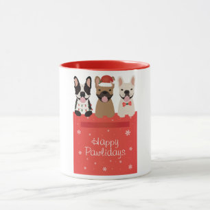 Happy Pawlidays French Bulldogs Mug