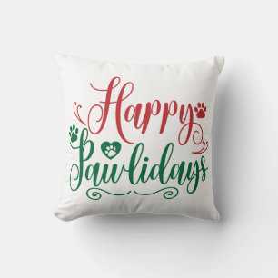 Happy Pawlidays Funny Christmas Cushion