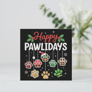 Happy Pawlidays Funny Christmas Dog Paw Xmas Dogs  Holiday Card