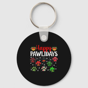 Happy Pawlidays Funny Christmas Dog Paw Xmas Dogs  Key Ring