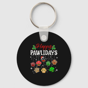 Happy Pawlidays Funny Christmas Dog Paw Xmas Dogs Key Ring