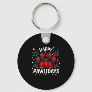 Happy Pawlidays Funny Christmas Dog Paw Xmas Dogs  Key Ring