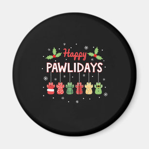 Happy Pawlidays Funny Christmas Dog Paw Xmas Dogs Magnet