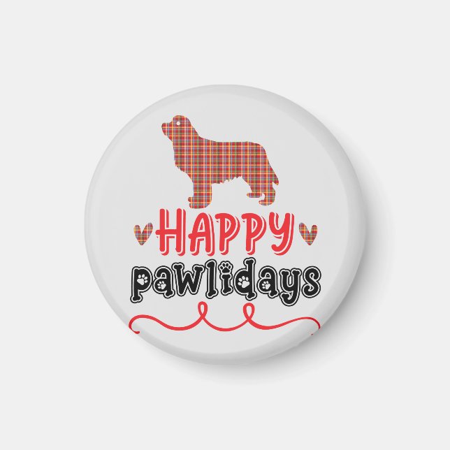 Happy Pawlidays | Funny Word Pun Magnet (Front)