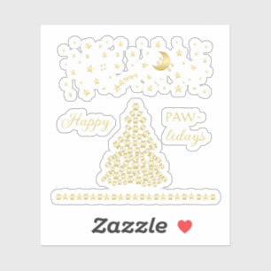 Happy Pawlidays, Gold shiny Paw Christmas tree