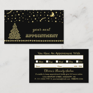 Happy Pawlidays, Gold shiny Paw Christmas tree Appointment Card