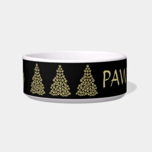Happy Pawlidays, Gold shiny Paw Christmas tree Bowl