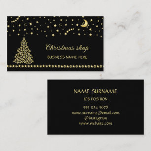 Happy Pawlidays, Gold shiny Paw Christmas tree Business Card