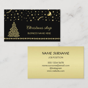 Happy Pawlidays, Gold shiny Paw Christmas tree Business Card