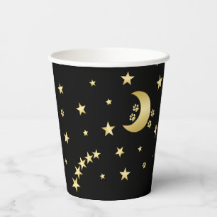 Happy Pawlidays, Gold shiny Paw Christmas tree Paper Cups