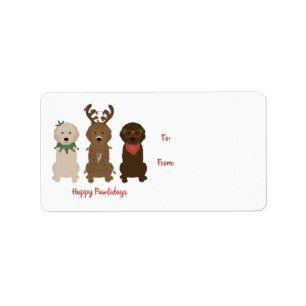 Happy Pawlidays Goldendoodle Christmas Lights Label