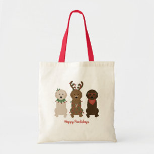 Happy Pawlidays Goldendoodle Christmas Lights Tote Bag
