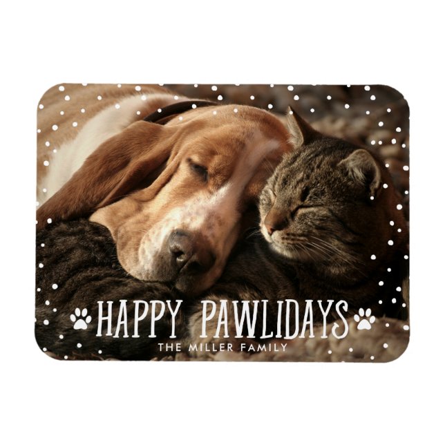 Happy Pawlidays | Holiday Photo Magnet (Horizontal)