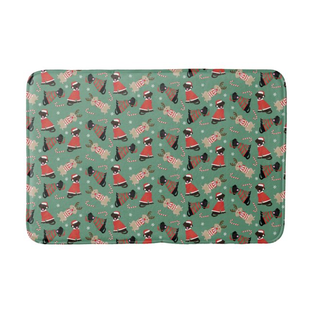 Happy Pawlidays Labrador Retriever Dogs Bath Mat (Front)