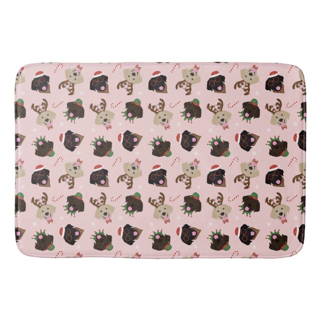 Happy Pawlidays Labrador Retriever Dogs Bath Mat (Front)