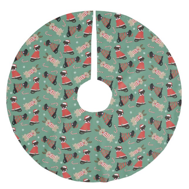Happy Pawlidays Labrador Retriever Dogs Brushed Polyester Tree Skirt (Front)