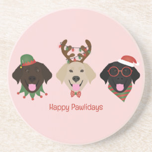 Happy Pawlidays Labrador Retriever Dogs Coaster