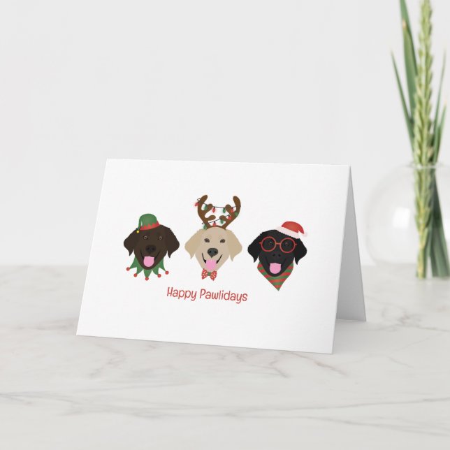 Happy Pawlidays Labrador Retriever Dogs Holiday Card (Front)