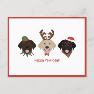 Happy Pawlidays Labrador Retriever Dogs Holiday Postcard