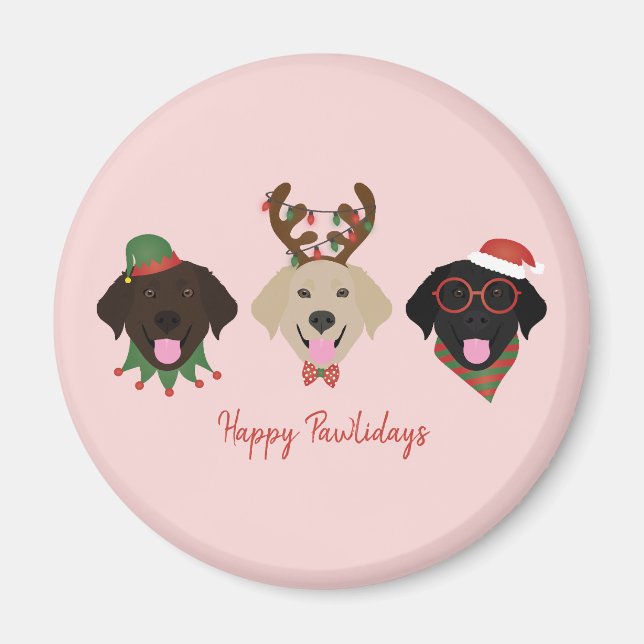 Happy Pawlidays Labrador Retriever Dogs Magnet (Front)