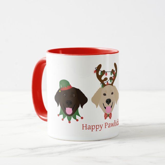 Happy Pawlidays Labrador Retriever Dogs Mug (Front Left)