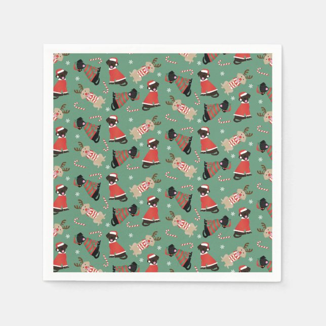 Happy Pawlidays Labrador Retriever Dogs Napkin (Front)