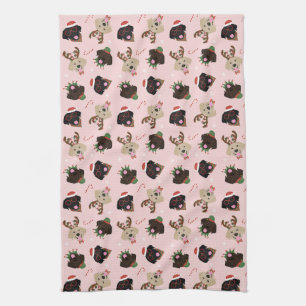 Happy Pawlidays Labrador Retriever Dogs Tea Towel